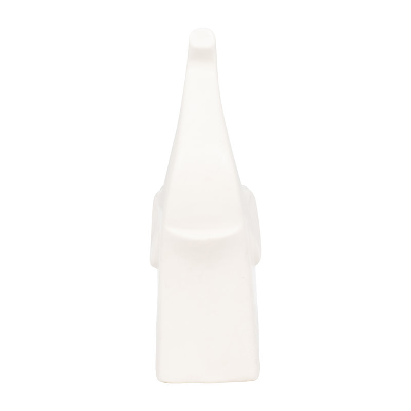 Figurine Stoneware and Ceramic Elephant with Modern Minimalist Silhouette and Raised Trunk Detail for Decorative Display and Animal-Inspired Artistic Accent