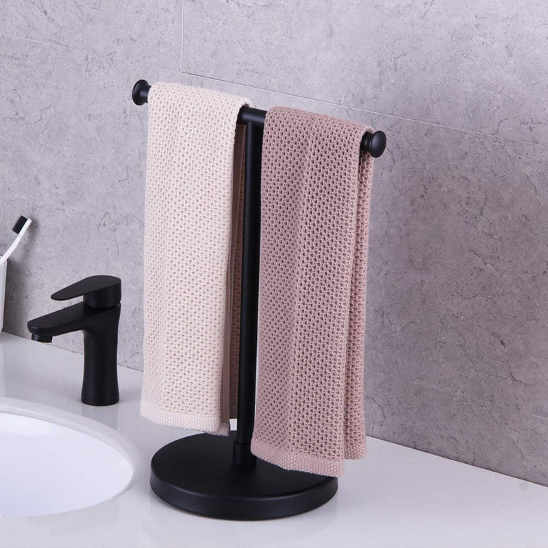 Porte-serviettes sur pied Gerzwy, Noir mat