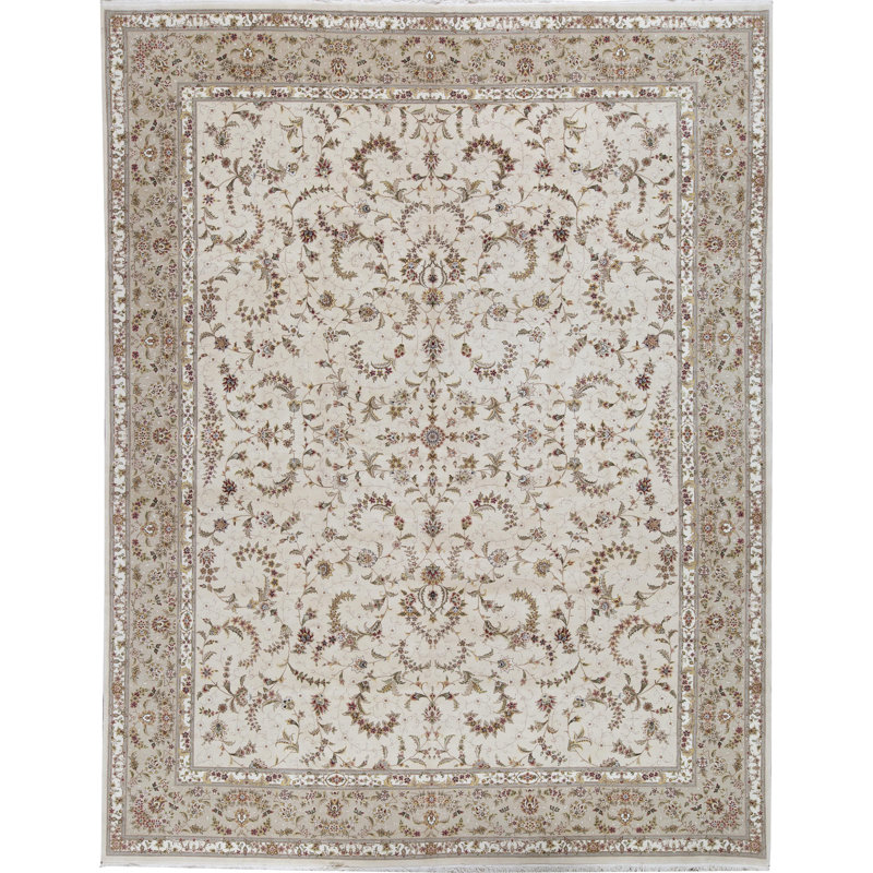 Tapis beige noué à la main de haute qualité