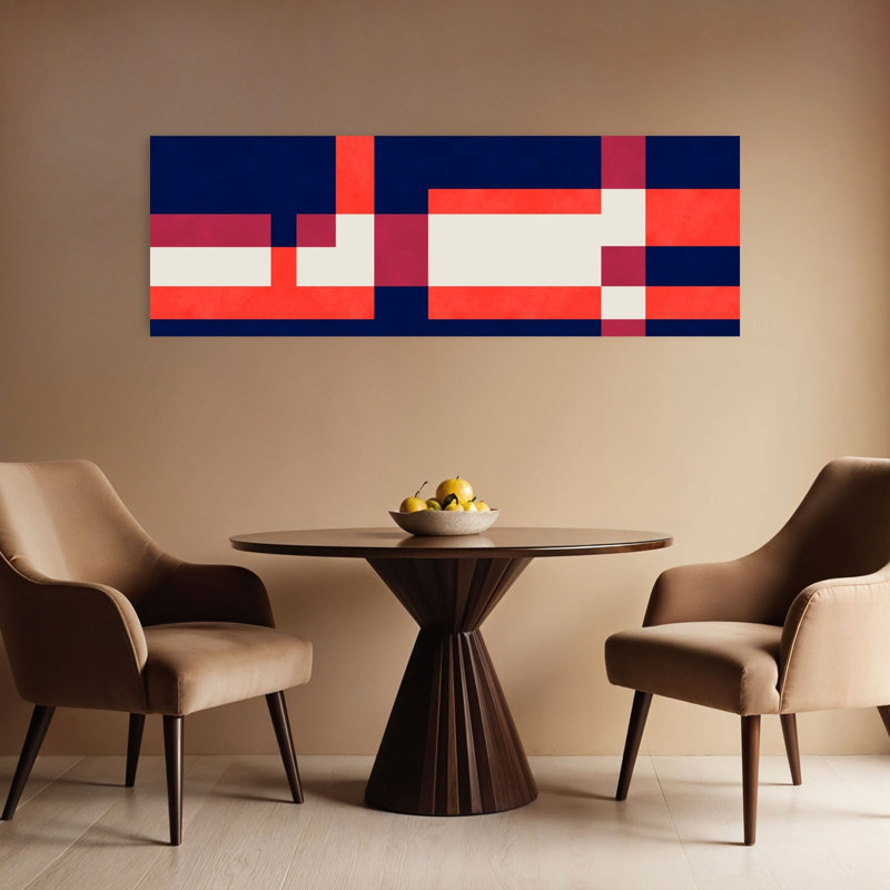 «Layered Geometric Shapes Abstract», art mural contemporain audacieux, H 16 po x l 48 po