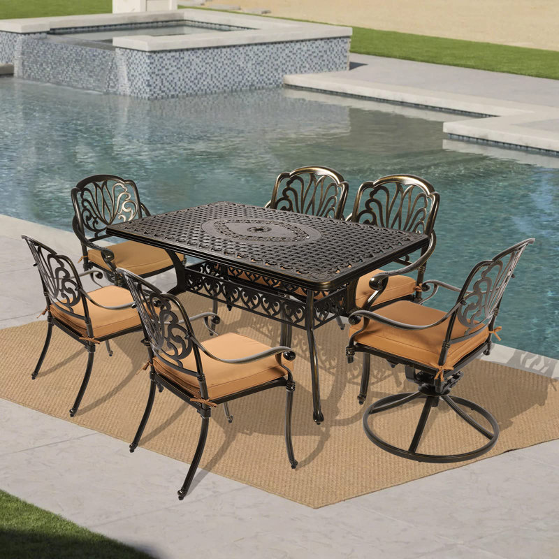 Lenoir 6 - Person Patio Dining Set with Rectangular Table , Cushions Included