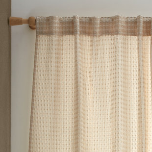 Muscat Waffle Slot Top Voile Curtain Panel Sheer Single Curtain Panel
