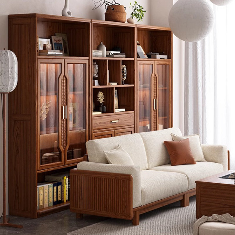 Floor-standing wooden bookcase