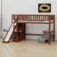 Lit mezzanine multifonctionnel avec escalier de rangement, glissade et lumières DEL-1903566120
