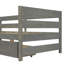 Lit plateforme fonctionnel en forme de L avec trois tiroirs de rangement, parfait pour les petits espaces et une organisation efficace, assurant un sommeil confortable-825850170