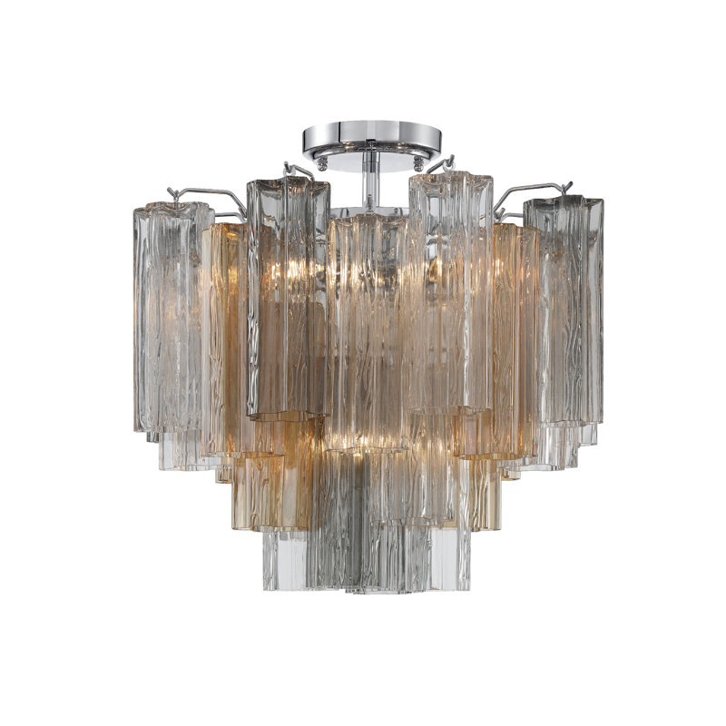 Glass Semi Flush Mount, Polished Chrome