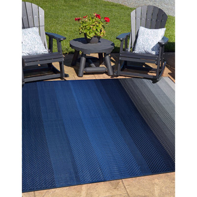 Tapis intérieur / extérieur bleu marine / gris Ramveer