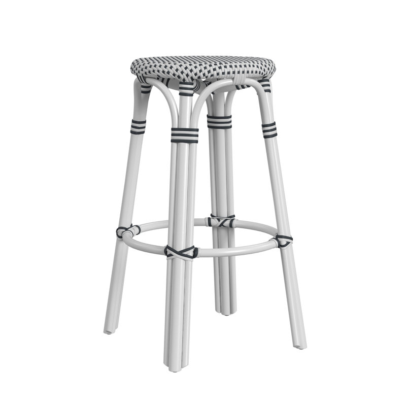 Tobias Rattan Bar Stool & Counter Stool, White/Black Dot/White Rattan Frame, Counter Stool (24" Seat Height)