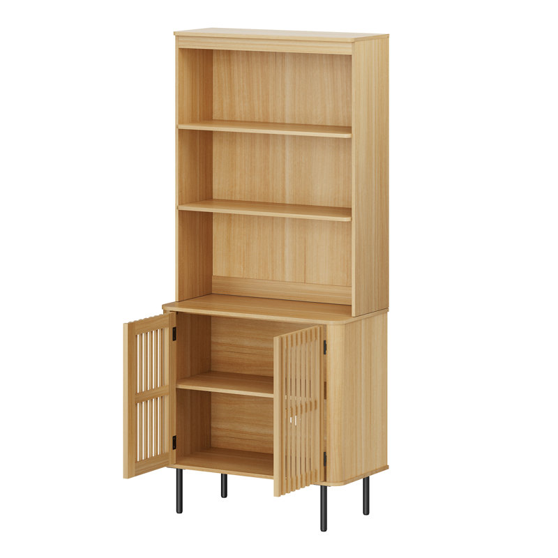 Armoire de rangement 72 po x l 94,5 po avec garde-manger et bibliothèque réglable, Oak