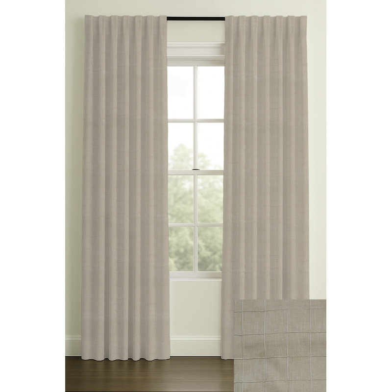108" Inverted Pleat Blackout Lining Mathis On Natural Cotton, Single, 50" W x 120" L, Rod Pocket