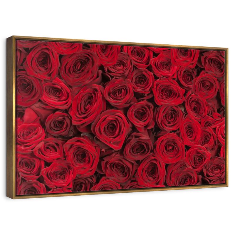 Roses rouges d'été, Cadre flottant doré, 40 po x 27 po