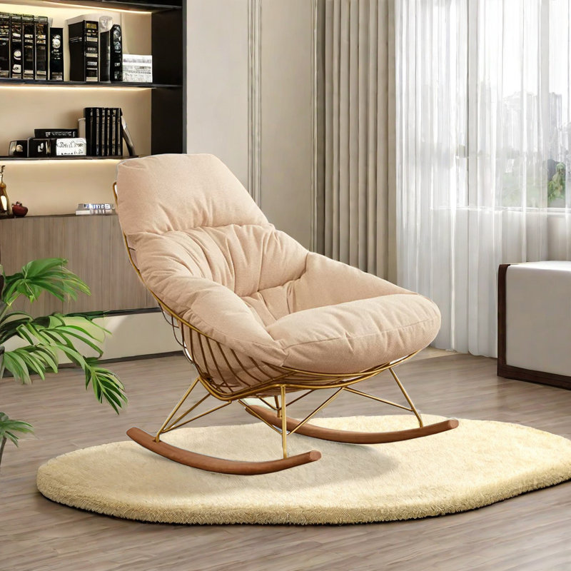 Chaise berçante élégante et pratique, Blanc cassé