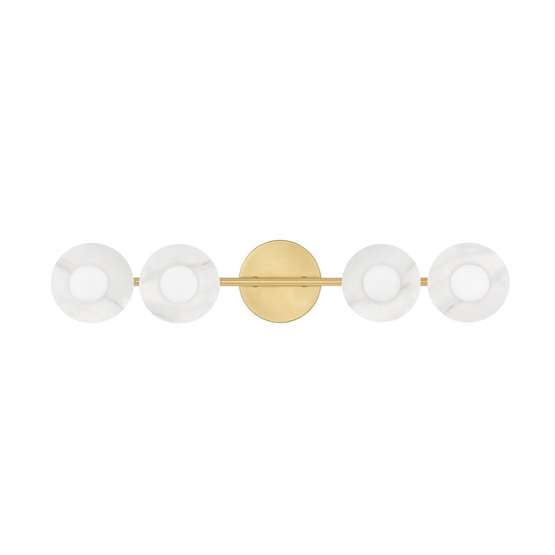Elmont 4-Light Aged Brass and Alabaster Bath Bracket