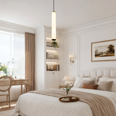 1-Light Cylindrical Faux Alabaster Pendant Light