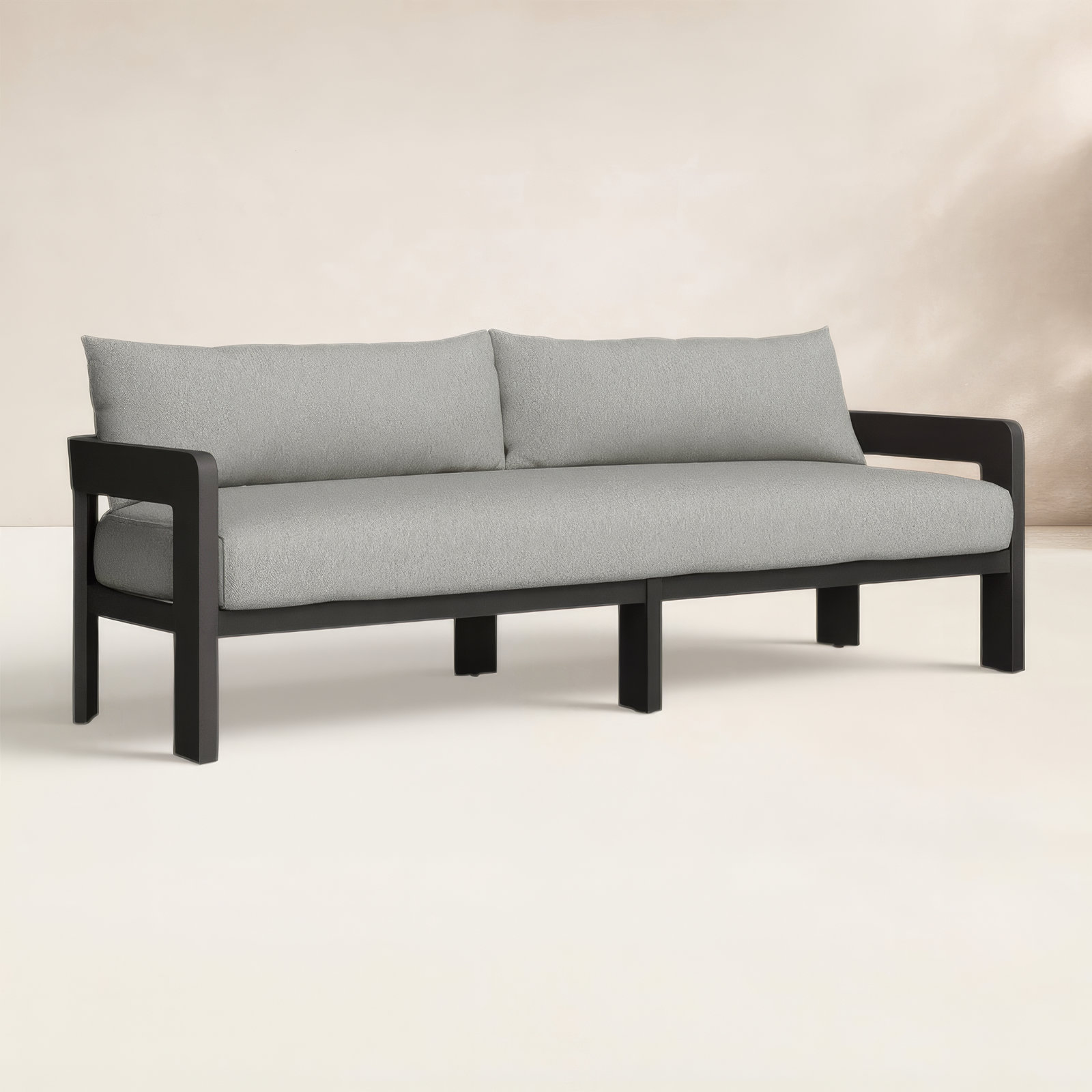Victorine Outdoor Metal Sofa-96"-Alessi, Concha Fog