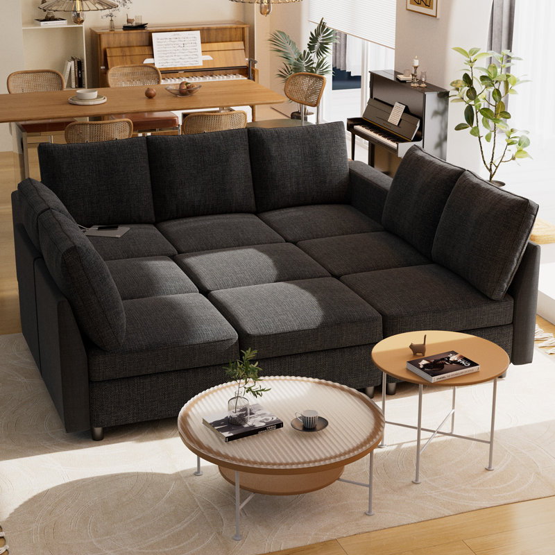 Canapé modulaire 9 pièces VINGLI, Polyester gris