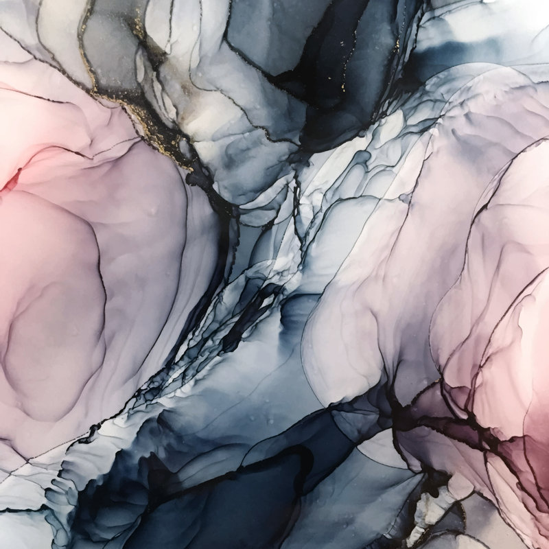 Elizabeth Elizabethson rosé gris marine abstrait calme, H 12 po x l 12 po