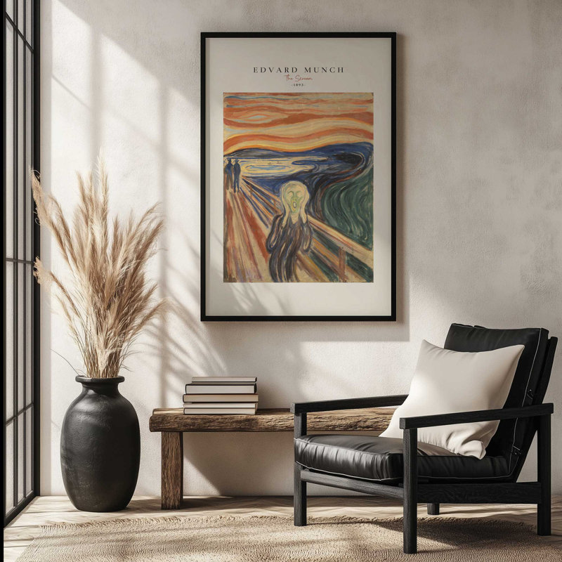 The Scream par Edvard Munch v2 Ships Rolled, Reproduction encadrée sans passe-partout, Blanc opaque, H 15 po x l 12 po