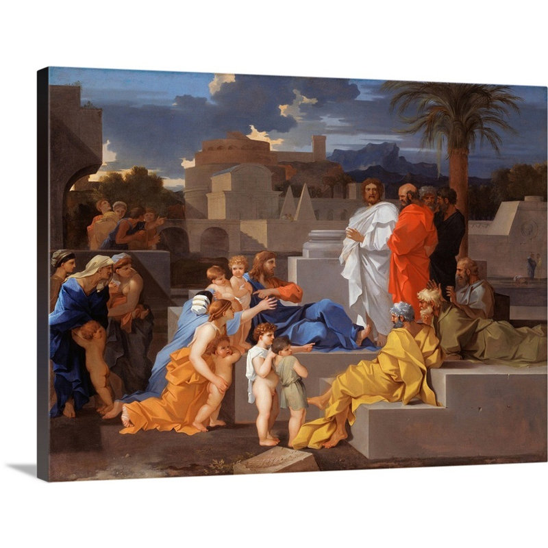 «Christ recevant les enfants», reproduction sur toile, Toile tendue, H 12 po x l 16 po x P 1,25 po