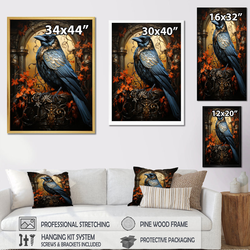 «Caillier Crow Dynamic Duality» sur toile, H 44 po x l 34 po x P 1,5 po, Cadre naturel flottant