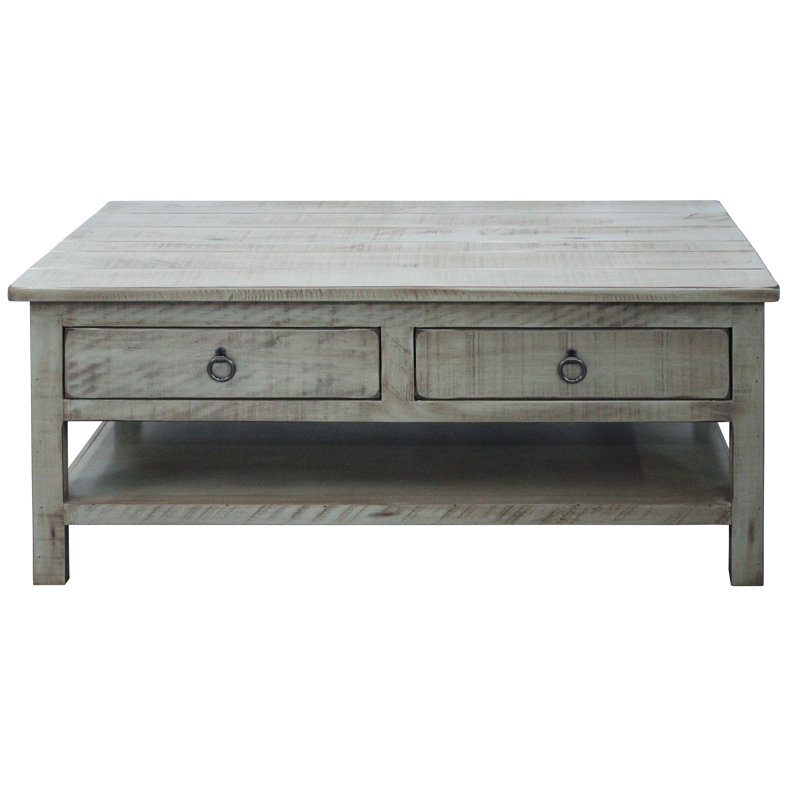 Marceline Solid Wood Coffee Table, Rustic Light Blue