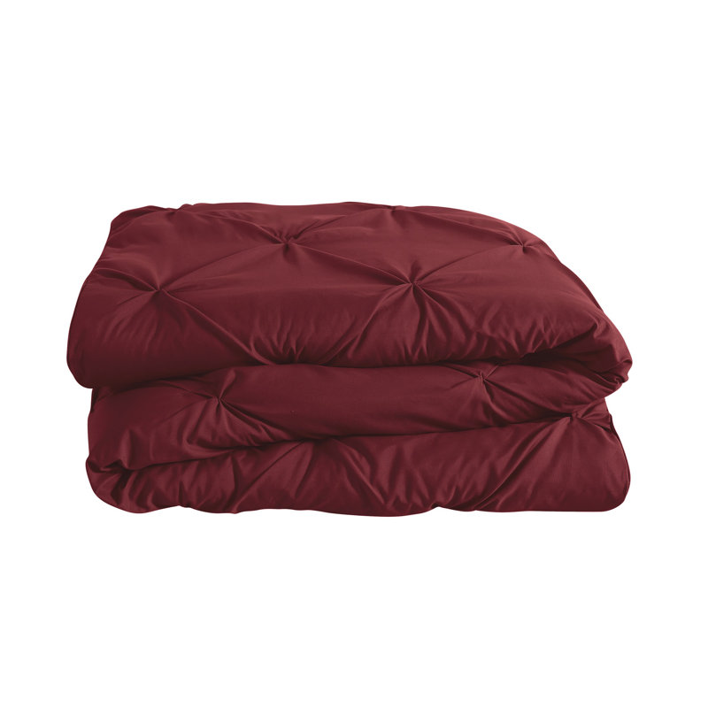 Carmen 3-Piece Pintuck Comforter Set, Burgundy, Queen Comforter + 2 Shams + 1 Throw Pillow