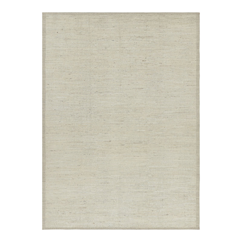 Rug & Kilim’S Extra-Long Kilim Runner Rug With White Textural Stripes And Striae, Rectangle 9'3" x 12'3"