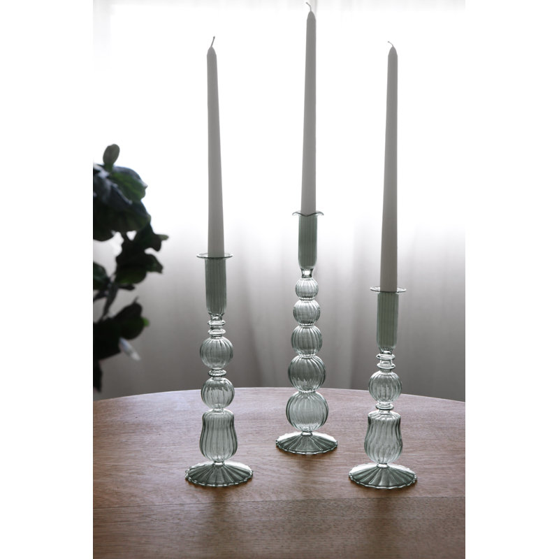 Glass Candlestick, Light Green