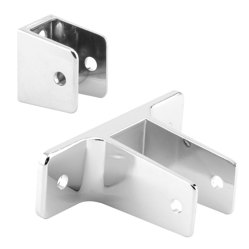 Panel Bracket Wall Kit, For 1-in. Panels, Zinc Alloy, Chrome Plated (Single Pack)
