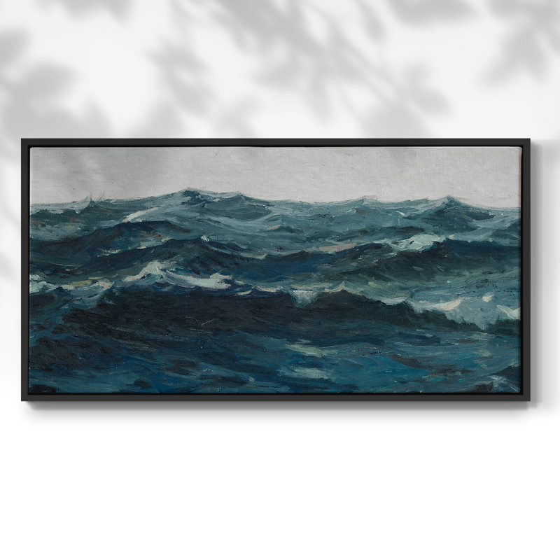 Série nautique-CCDCLXXI- Toile tendue avec châssis tendue, prête à être accrochée, H 17 po x l 33 po, Noir