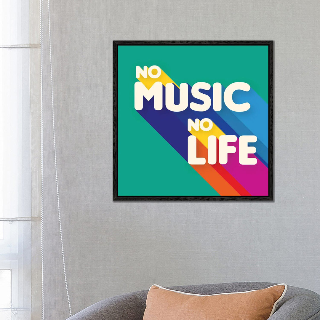 No Music No Life Rainbow Typography von Show Me Mars - Gallery-Wrapped Canvas Giclée on Canvas