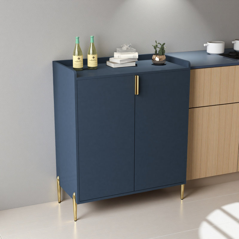 2 Doors Home Wine Bar Cabinet With Wine Rack & Adjustable Storage Shelf, Modern Sideboard With Soft-Closing Hinge, Dinning Room Buffet Cabinet, Liquor Cabinet Kitchen, Living Room Coffee Cart
