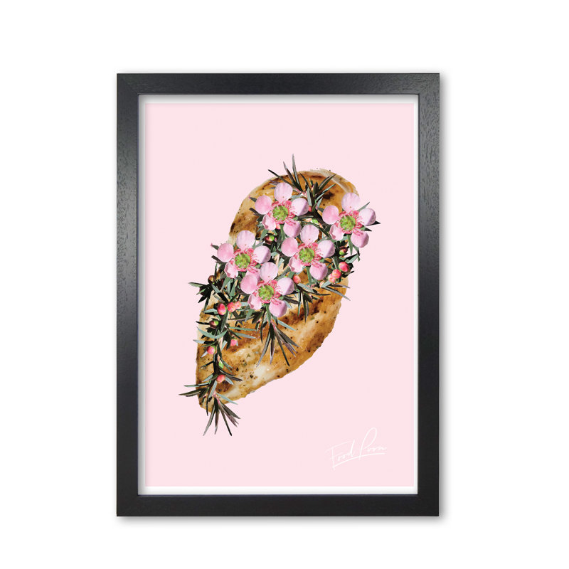 Chicken Floral Food Porn - Painting, Black Grain Frame, 30 cm H x 21 cm W x 5 cm D