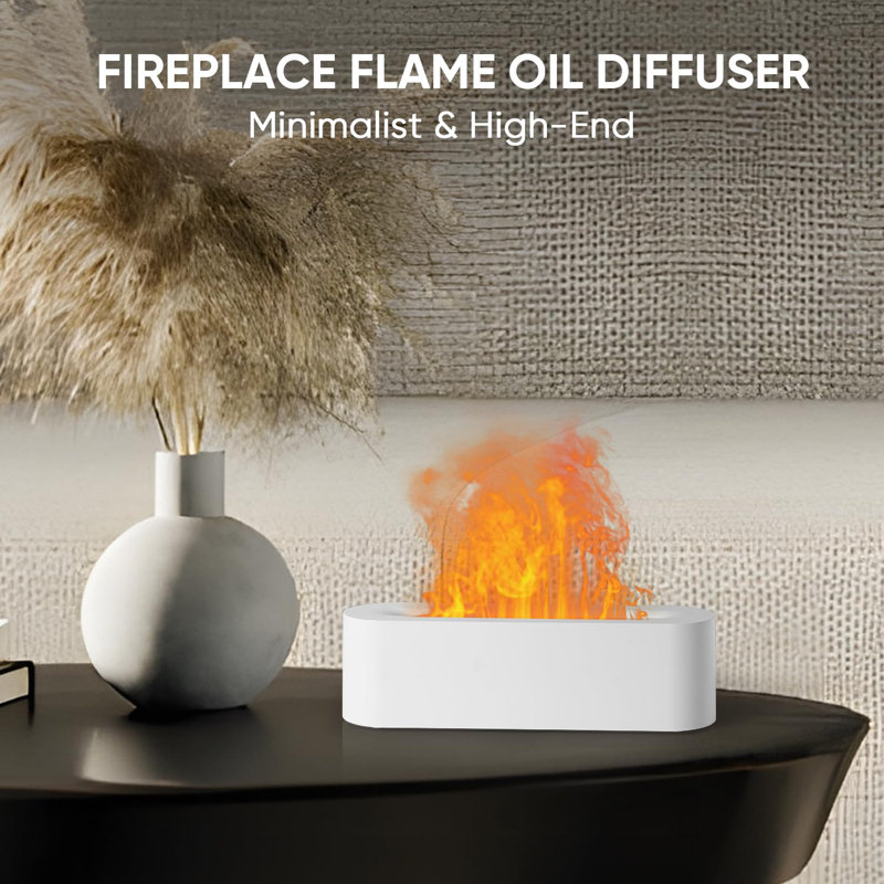 Essential Oil Diffuser, Fireplace Fire Flame Aromatherapy Diffuser, 150Ml Ultrasonic Cool Mist Humidifier, Scent Aroma Diffuser With 7 Colors Light, Timer & Auto-Off For Home, Room (White)