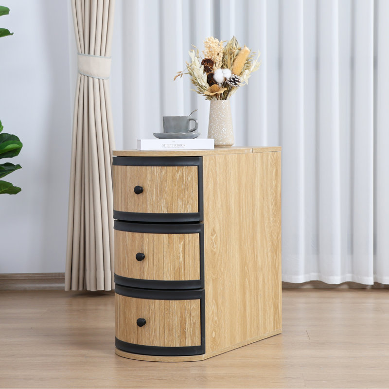 End Table with Storage and Charging Station, Yellow