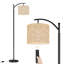 Lampe sur pied à arc avec abat-jour réglable Élégante lampe sur pied damassée à motif floral blanc et beige doux