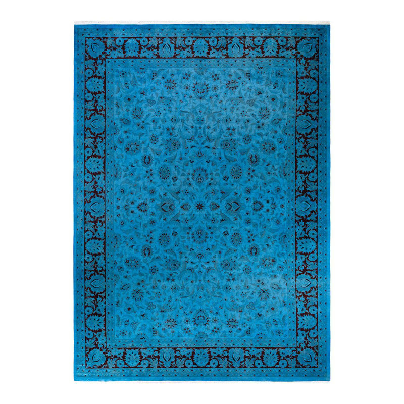 Tapis bleu unique de 10 pi 1 po x 14 pi 2 po Yarell