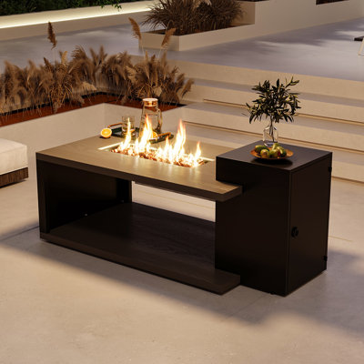 53.1″ Rectangular Propane Fire Pit Table, 50,000 BTU with Hidden Tank Storage, Lid & Cover