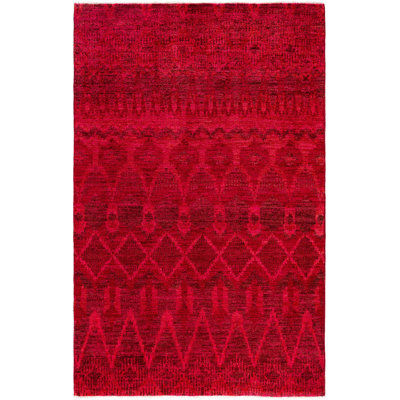 Overdyed One-of-a-Kind 4' 1" X 6' 3" Hand Knotted Area Rug