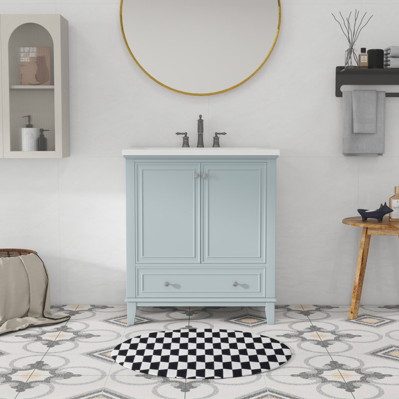 Meuble-lavabo 30 po avec lavabo en céramique, Vert