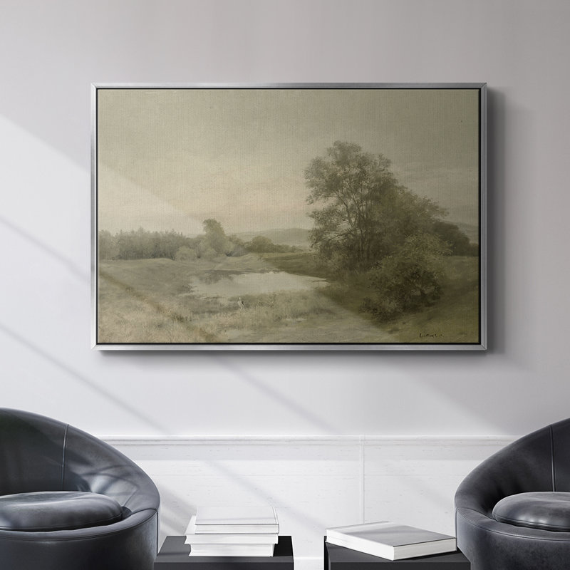 Paysage rétro - DCCII, H 25 po x l 37 po x P 2 po, Toile argentée avec cadre flottant