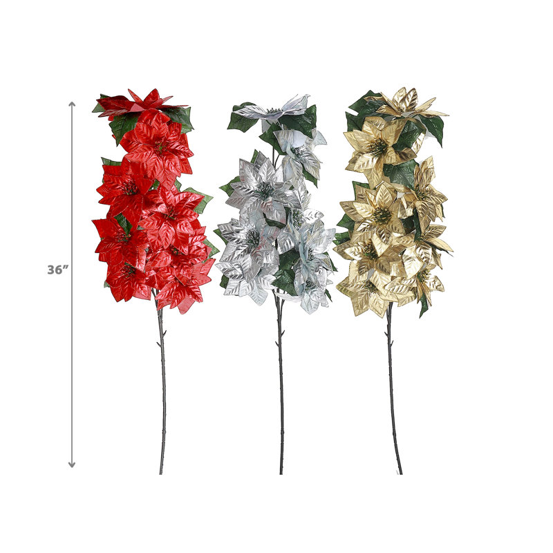Poinsettia brillant - ensemble de 3
