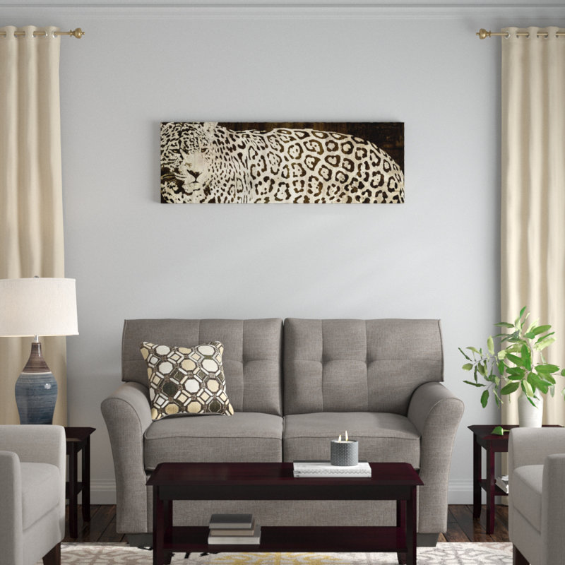 «Leopard Encounter», impression sur toile, H 16 po x l 48 po x P 1,5 po, Toile tendue