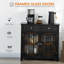 Buffet, armoire de cuisine d'appoint avec portes en verre