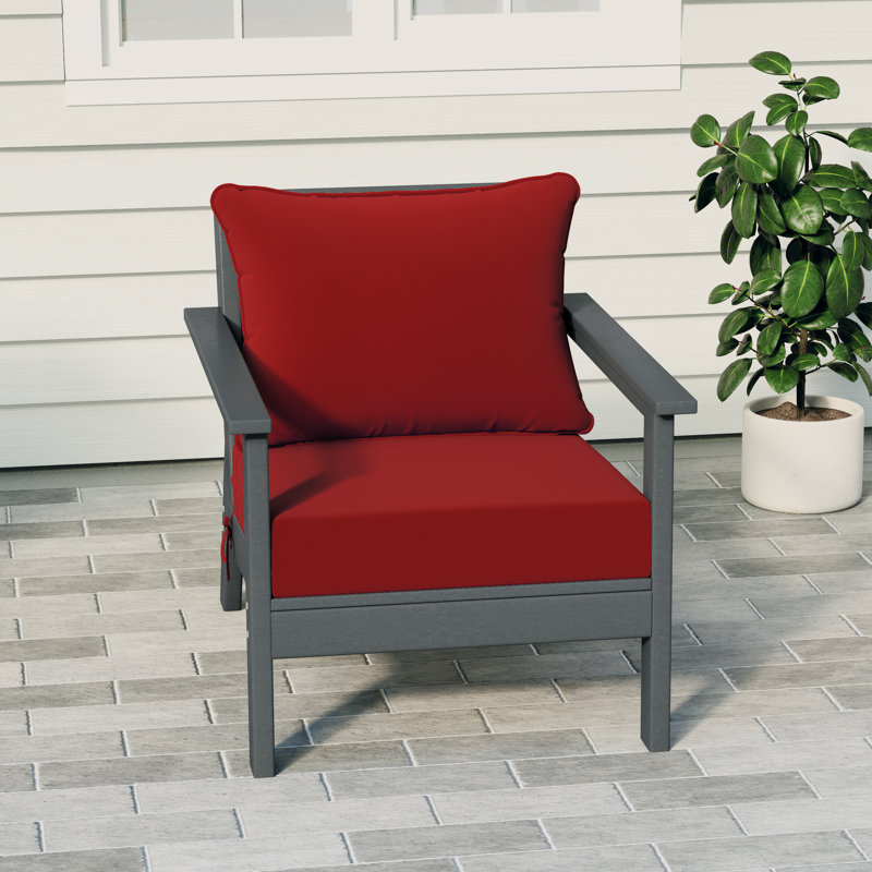 Hydea Deep Seating Chair With Cushions, Gray, Red