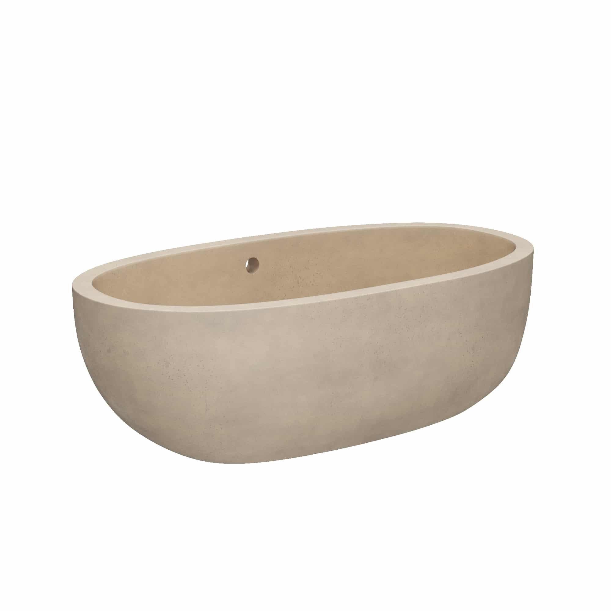 Avalon NativeStone Concrete Freestanding Oval Soaking Bathtub, 23" H x 36" W x 72" L, Sand