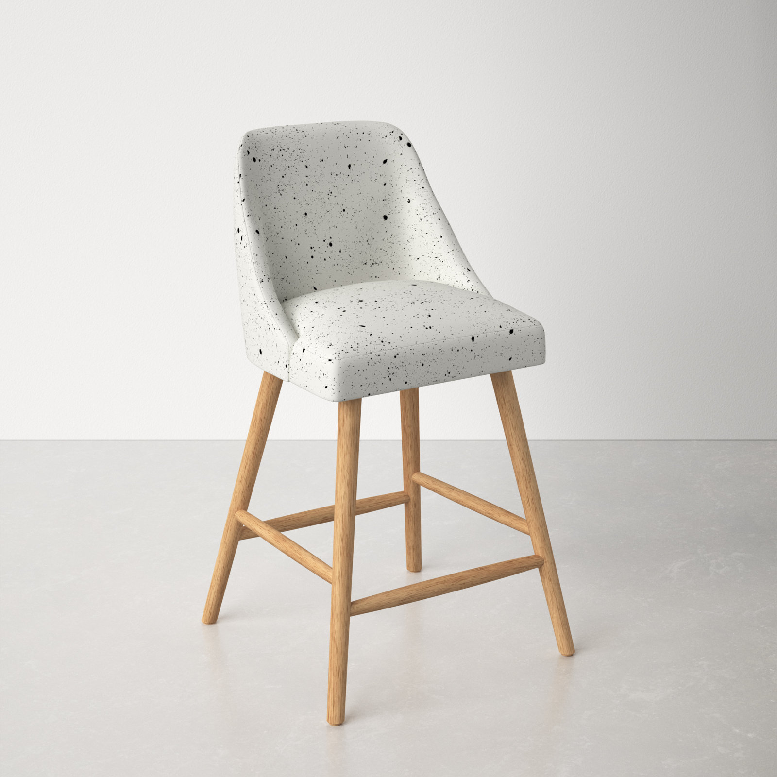 Gallie Bar Stool, Counter Stool (27” Seat Height), Natural, Splatter Ink