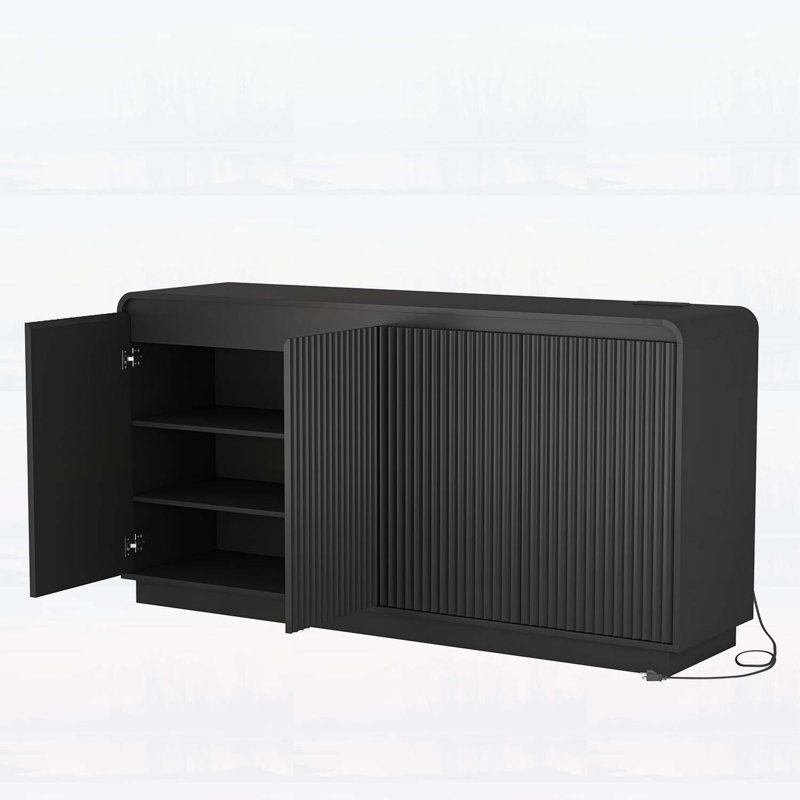 Armoire de rangement sans poignée, Noir