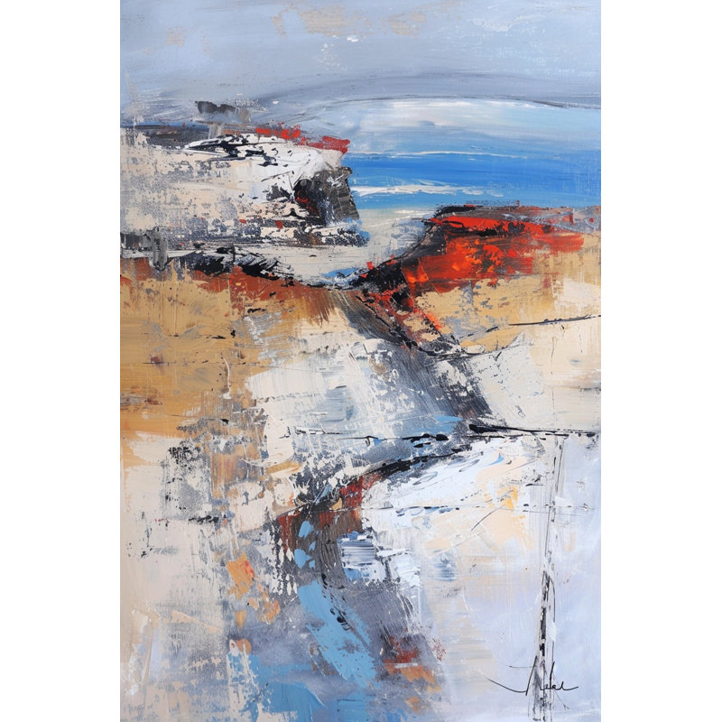 «Azure Motion», art abstrait sur toile tendue, L 30 po x H 40 po x P 1,5 po