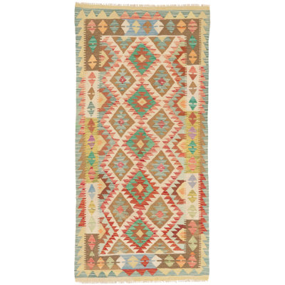 Runner Geometric Hand Woven 94cm X 196cm Area Rug